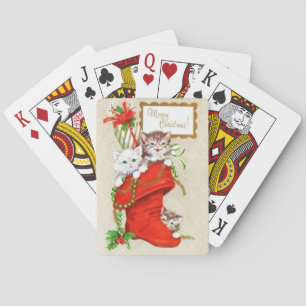 Sweetest Vintage Christmas Kittens Playing Cards
