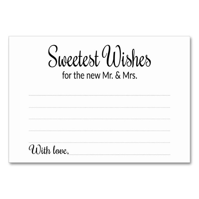 Sweetest Wishes for the New Mr and Mrs Advice Card (Front)