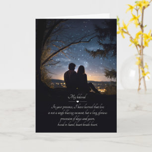 Sweetheart Anniversary Couple Silhouette Night Sky Card