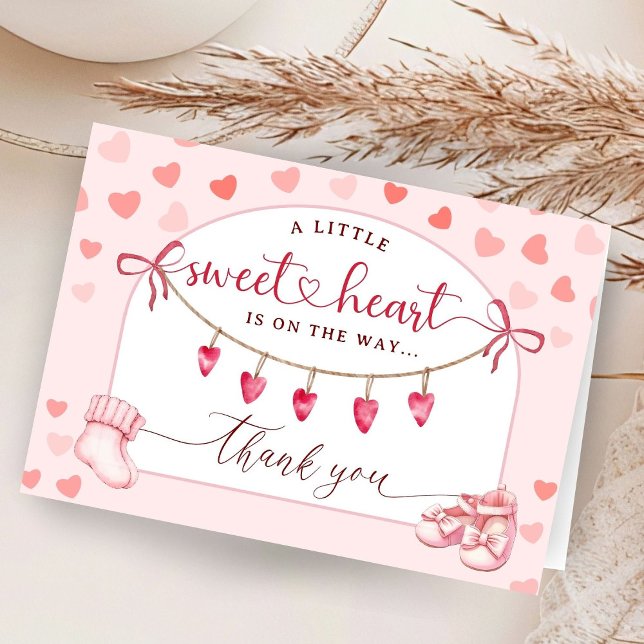 Sweetheart Baby Shower Folded Thank You Cards (Creator Uploaded)