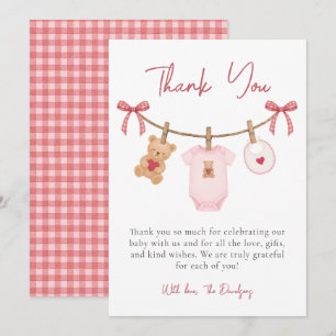 Sweetheart Baby Shower Pink Valentine Thank You Card