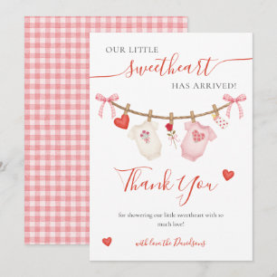 Sweetheart Baby Shower Valentine Girl Pink Thank You Card