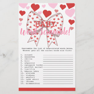 Sweetheart Baby Word Scramble baby game card