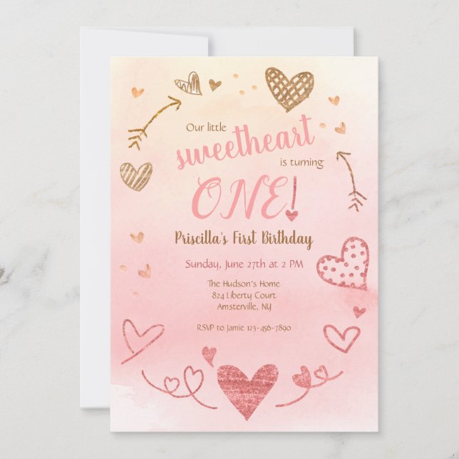 Sweetheart Birthday Party Invitation (Front)