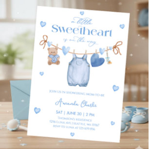 Sweetheart  blue Boy baby shower Invitation