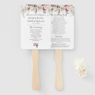 Sweetheart Blush Pink Roses Greenery Wedding Hand Fan