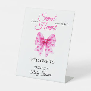 Sweetheart bow Valentines baby shower Welcome sign
