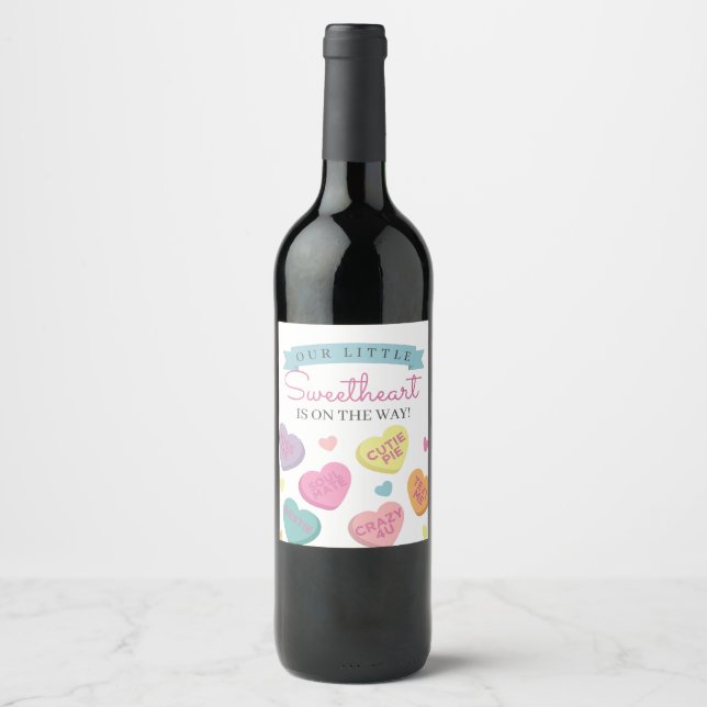 Sweetheart Candy Birthday or Baby Shower Favour Ta Wine Label (Front)