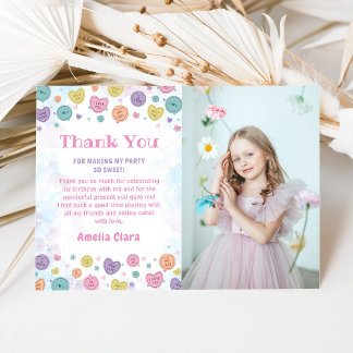 Sweetheart Candy Birthday Photo Thank You Card