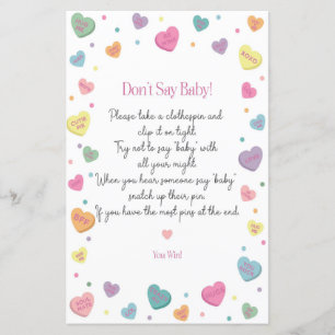 Sweetheart Candy Dont Say Baby Shower Game