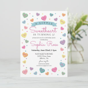 Sweetheart Candy February Birthday Party for Girl Invitation