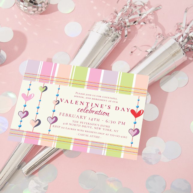Sweetheart Candy Stripe Valentine's Day Party Invitation (Creator Uploaded)