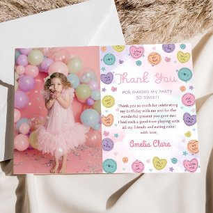 Sweetheart Candy Valentine Birthday Photo Thank You Card