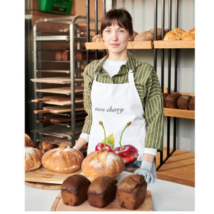 Sweetheart Cherries in Watercolor, custom Apron