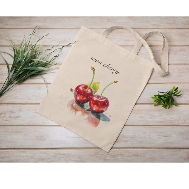 Sweetheart Cherries in Watercolor, custom Tote Bag (Creator Uploaded)