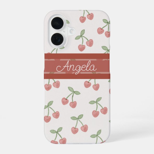 Sweetheart Cherries iPhone 16 Case (Back)