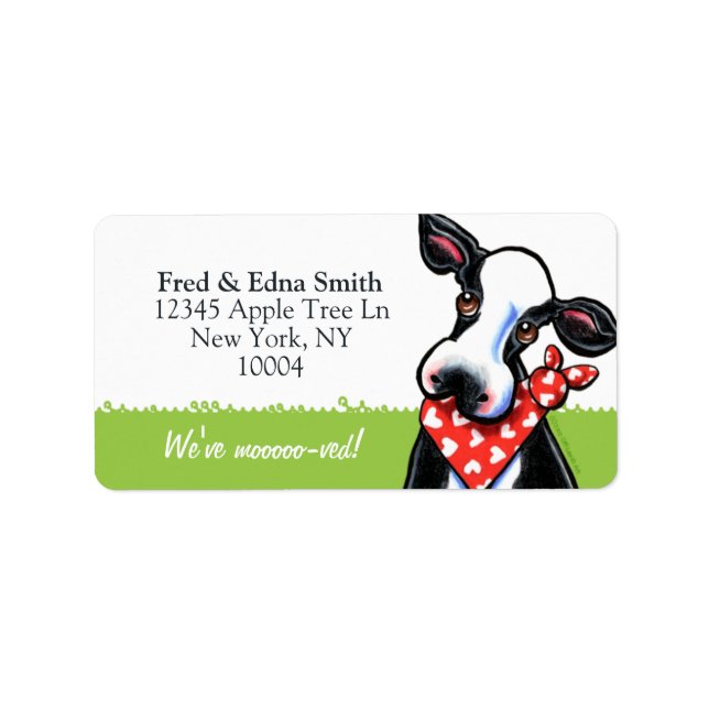 Sweetheart Cow Moved Custom Tagline Label (Front)