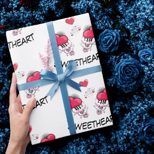 Sweetheart Custom text comic book style heart Wrapping Paper