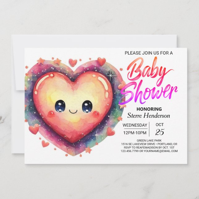 Sweetheart Cute Heart Pink Hearts Baby Shower Invitation (Front)