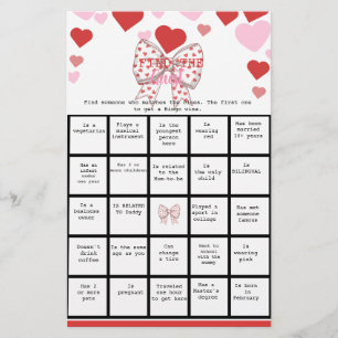 Sweetheart Find the Guest Bingo Baby Shower Game Flyer