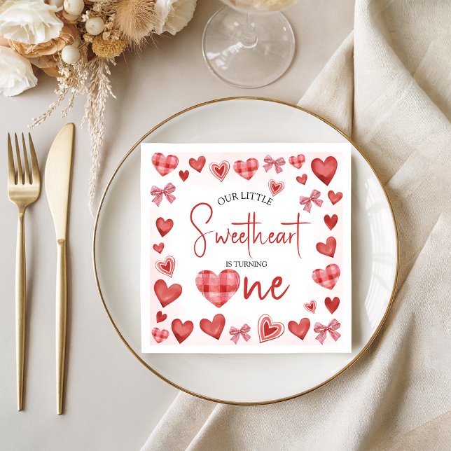 Sweetheart First Birthday Party Napkin (Creator Uploaded)