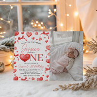Sweetheart First Birthday Photo Invite