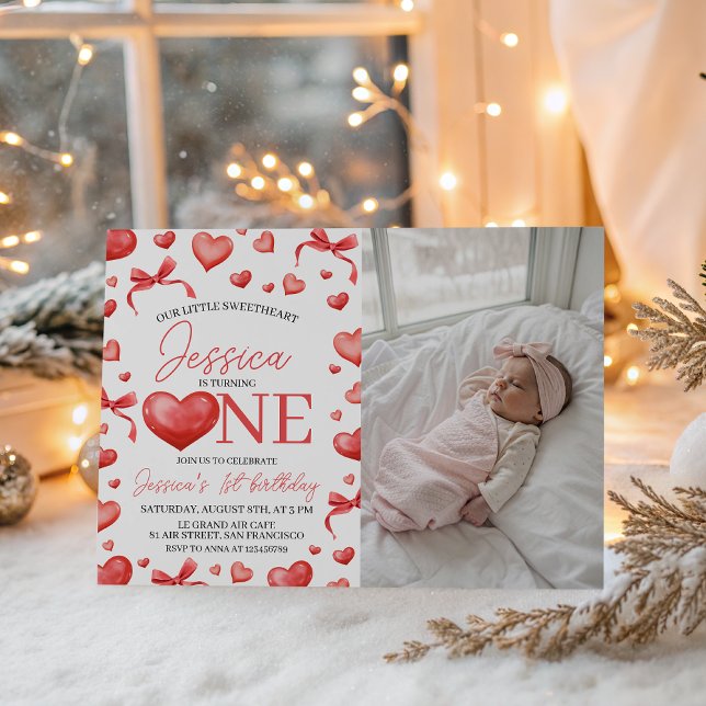 Sweetheart First Birthday Photo Invite (Creator Uploaded)
