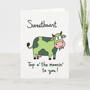 Sweetheart Green Cow Card