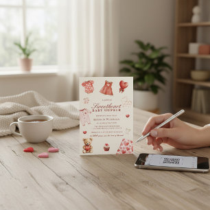 Sweetheart Hearts Baby Shower QR Code Invitation