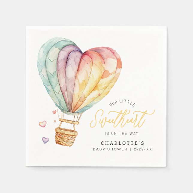 Sweetheart Hot Air Balloon Baby Shower Napkins (Front)