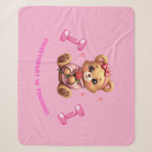 Sweetheart in Training – Cute Baby Bear Valentine Sherpa Blanket