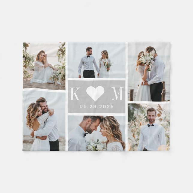 Sweetheart Initials Editable Colour Collage Blanke Fleece Blanket (Front (Horizontal))