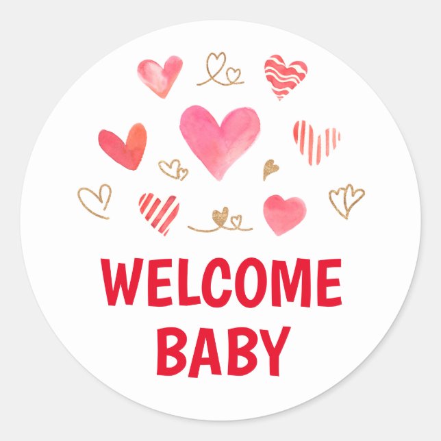 Sweetheart It's A Baby Shower Welcome Baby Classic Round Sticker (Front)