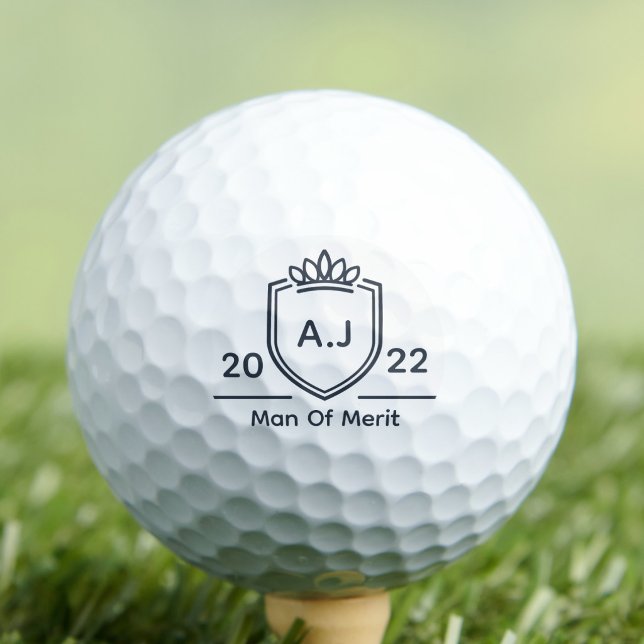Sweetheart Monogram Initial Name Year Man Of Merit Golf Balls (Sweetheart golf ball)