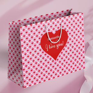 Sweetheart Pink Hearts I Love You Personalized Bag