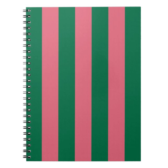 Sweetheart Pink Pickle Green Stripe Notebook (Front)