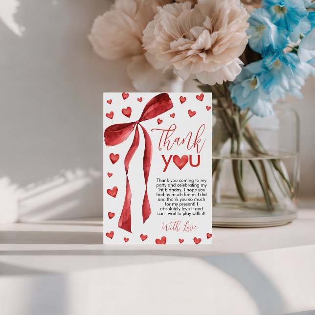 Sweetheart Red Bow Thank You Card (Creator Uploaded)