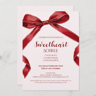 Sweetheart Soiree Elegant Bow Valentines Day Party Invitation