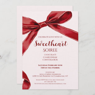 Sweetheart Soiree Elegant Bow Valentines Day Party Invitation