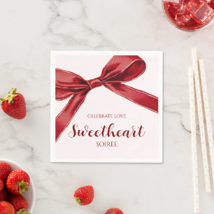 Sweetheart Soiree Elegant Bow Valentines Day Party Napkin
