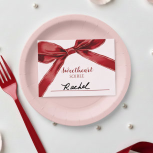 Sweetheart Soiree Elegant Bow Valentines Day Party Place Card