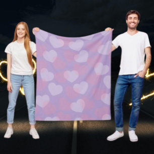 Sweetheart Sprinkle Lavender Heart Fleece Blanket
