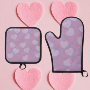 Sweetheart Sprinkle Lavender Heart Oven Mitt & Pot Holder Set