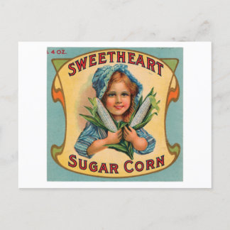 Sweetheart Sugar Corn Vintage Label Postcard