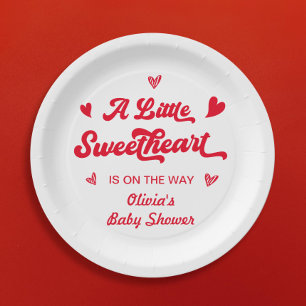 Sweetheart Valentine Baby Shower Paper Plate