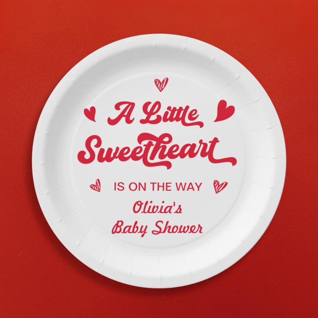 Sweetheart Valentine Baby Shower Paper Plate (Creator Uploaded)