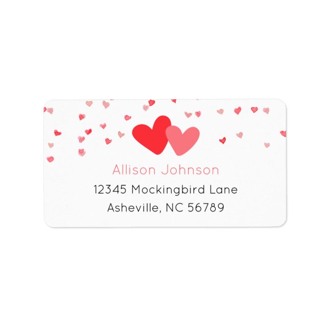 Sweetheart Valentine Hearts Return Address Labels (Front)