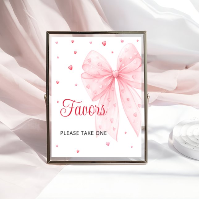 Sweetheart Valentine Pink Bow Baby Shower Favours Poster (Creator Uploaded)