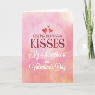 Sweetheart Valentine Sending Hugs and Kisses Card