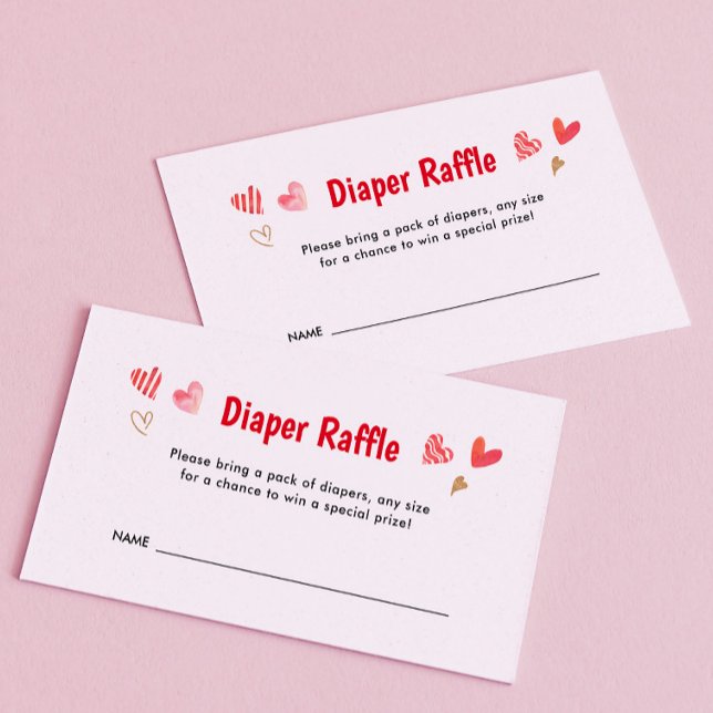 Sweetheart Valentines Baby Shower Diaper Raffle Enclosure Card (Creator Uploaded)